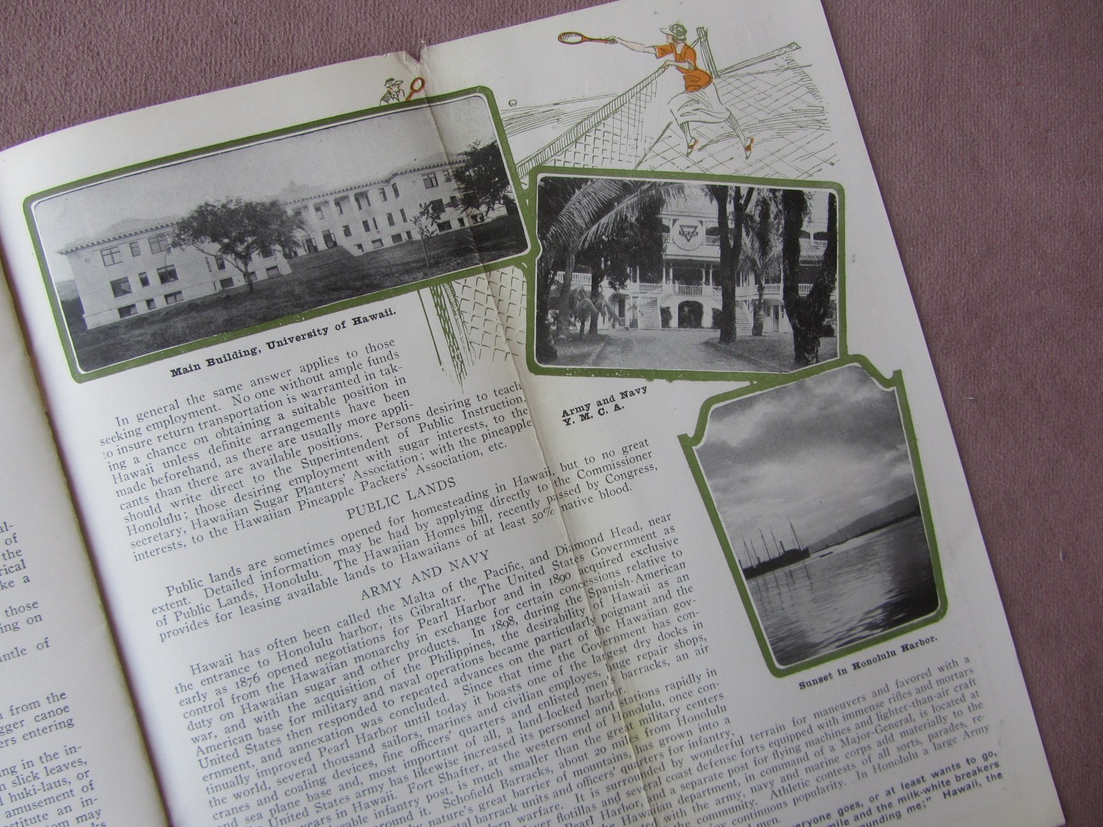 Vtg 1928 Hawaii Travel Guide Booklet Year Round Playground Photos Map Art