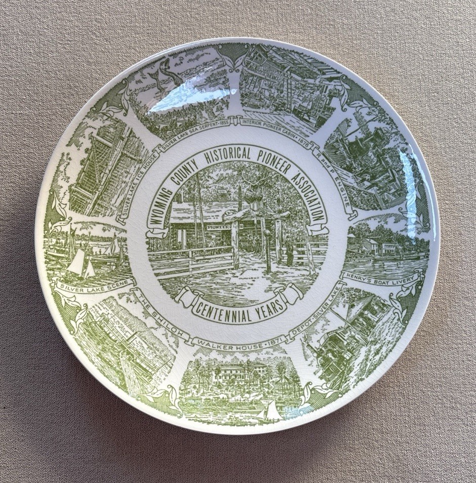 VTG~Wyoming County NY Historical Pioneer Association Centennial Years Plate~10”
