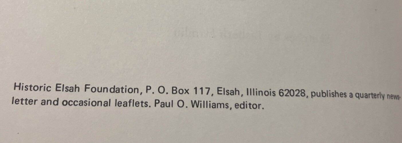 Jeremiah’s Elsah, Museum Copy Of 1977 Pamphlet Of 1870s Newspaper Columns, Samek