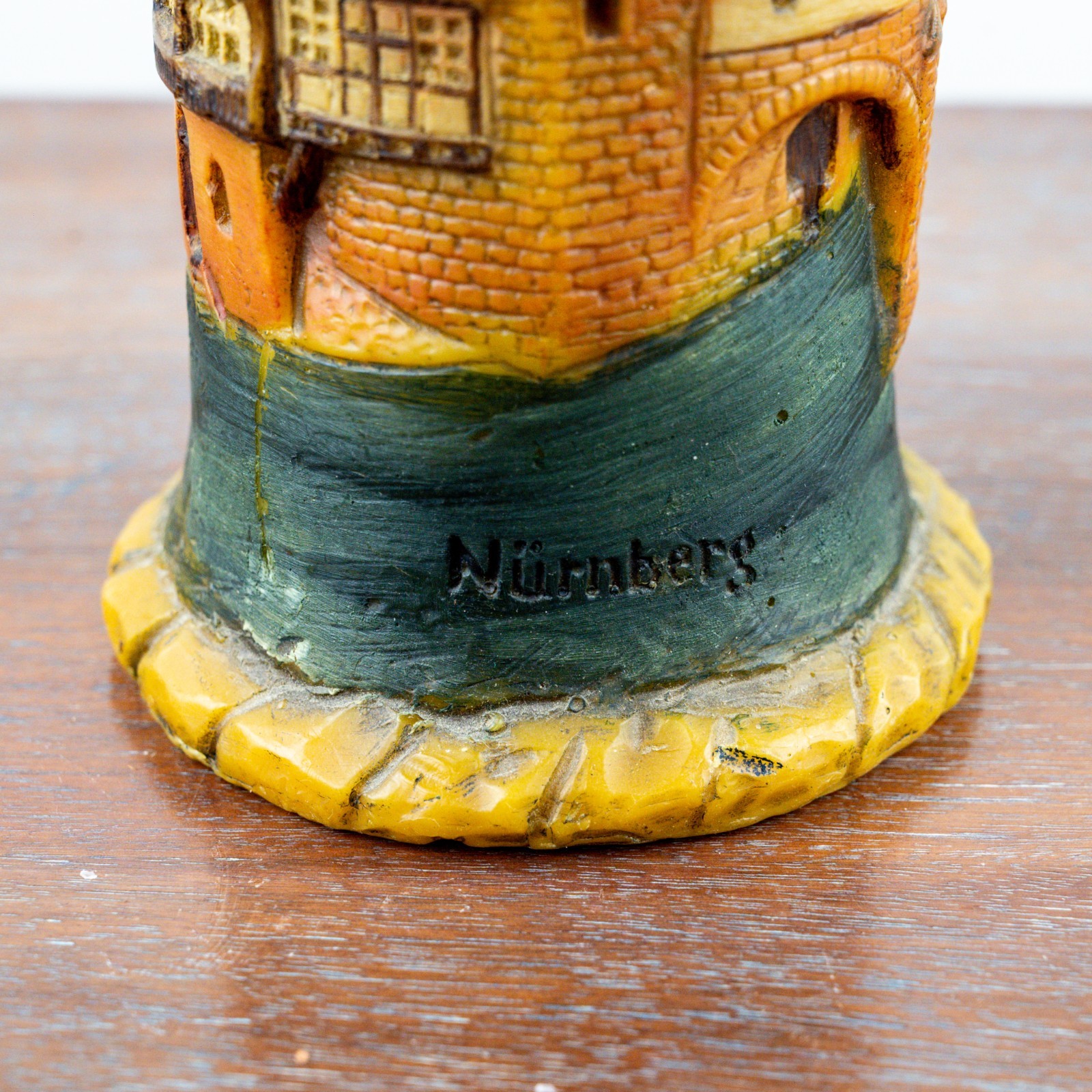 Vintage Nurnberg Germany Souvenir Candle Hand Painted Castle Tower Relief Decor