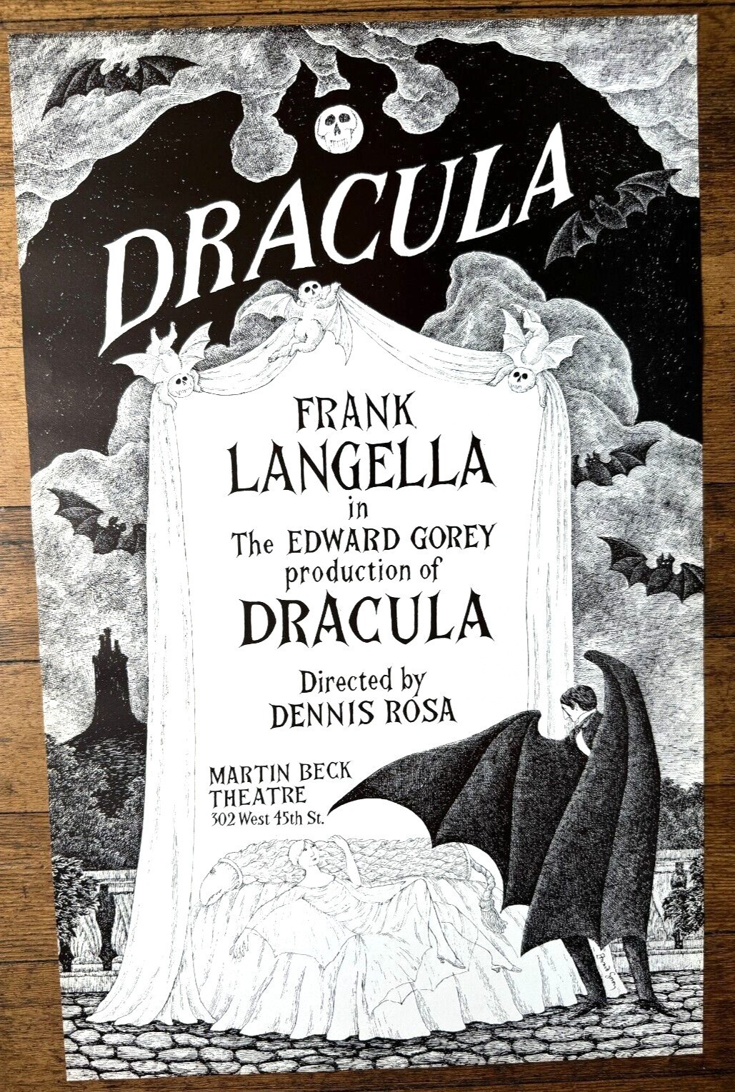 Vintage 1977 Broadway Theater Poster Dracula By Playwright & Artist Edward Gorey