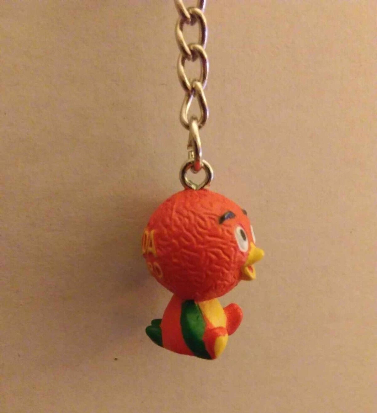 HANDMADE Key Chain FLORIDA ORANGE BIRD FIGURE (1) Inch Tall & Key Ring Diameter!