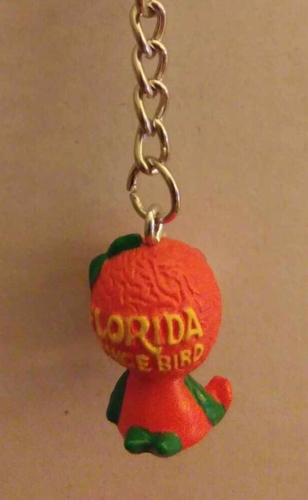 HANDMADE Key Chain FLORIDA ORANGE BIRD FIGURE (1) Inch Tall & Key Ring Diameter!