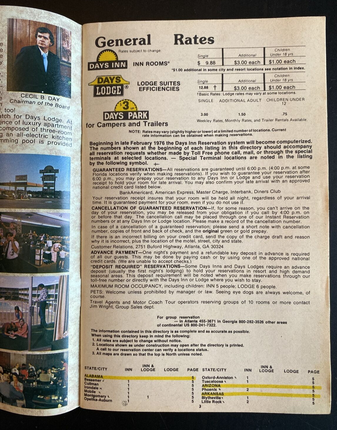 Vtg 1975 Days Inn Lodge Directory “Discover our Revolutionary Prices” 30p EUC