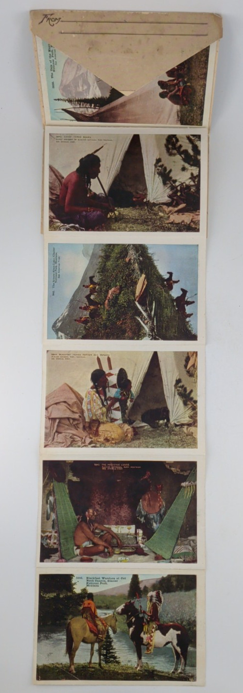 Blackfeet Indians Glacier National Park Souvenir Folder 20 Photos Front & Back