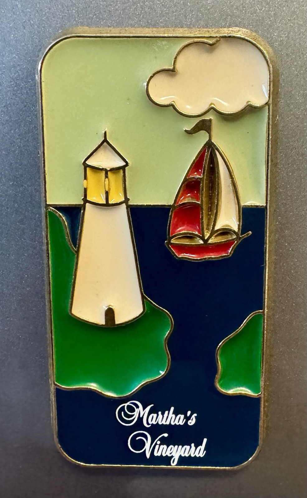 VTG Martha’s Vineyard Fridge Magnet Stained Glass Souvenir Massachusetts JAWS MA