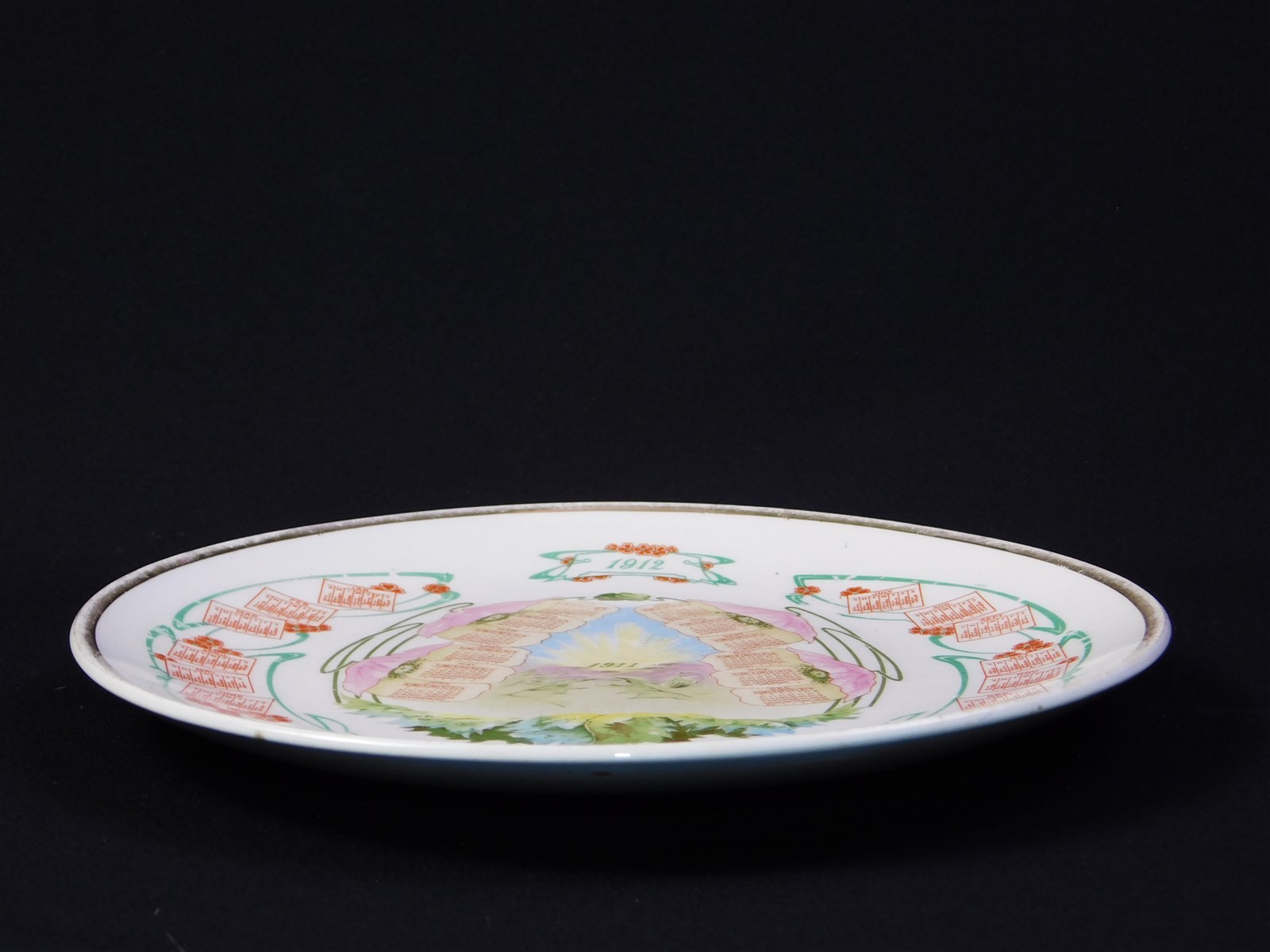 Antique 1911 1912 W. A Jewell Prairie City IL Calendar Souvenir Plate 8.5″