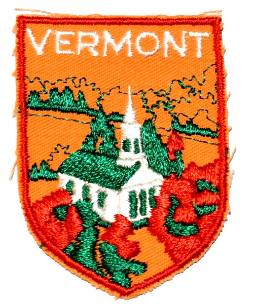 VTG 1970’s Multicolor Colorful VERMONT Souvenir Patch w/ Church Rare HTF