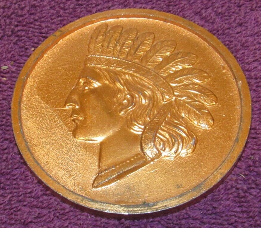 Vintage Souvenir of Minneapolis Indian Head Penny 3″ Table Medal Paperweight MN