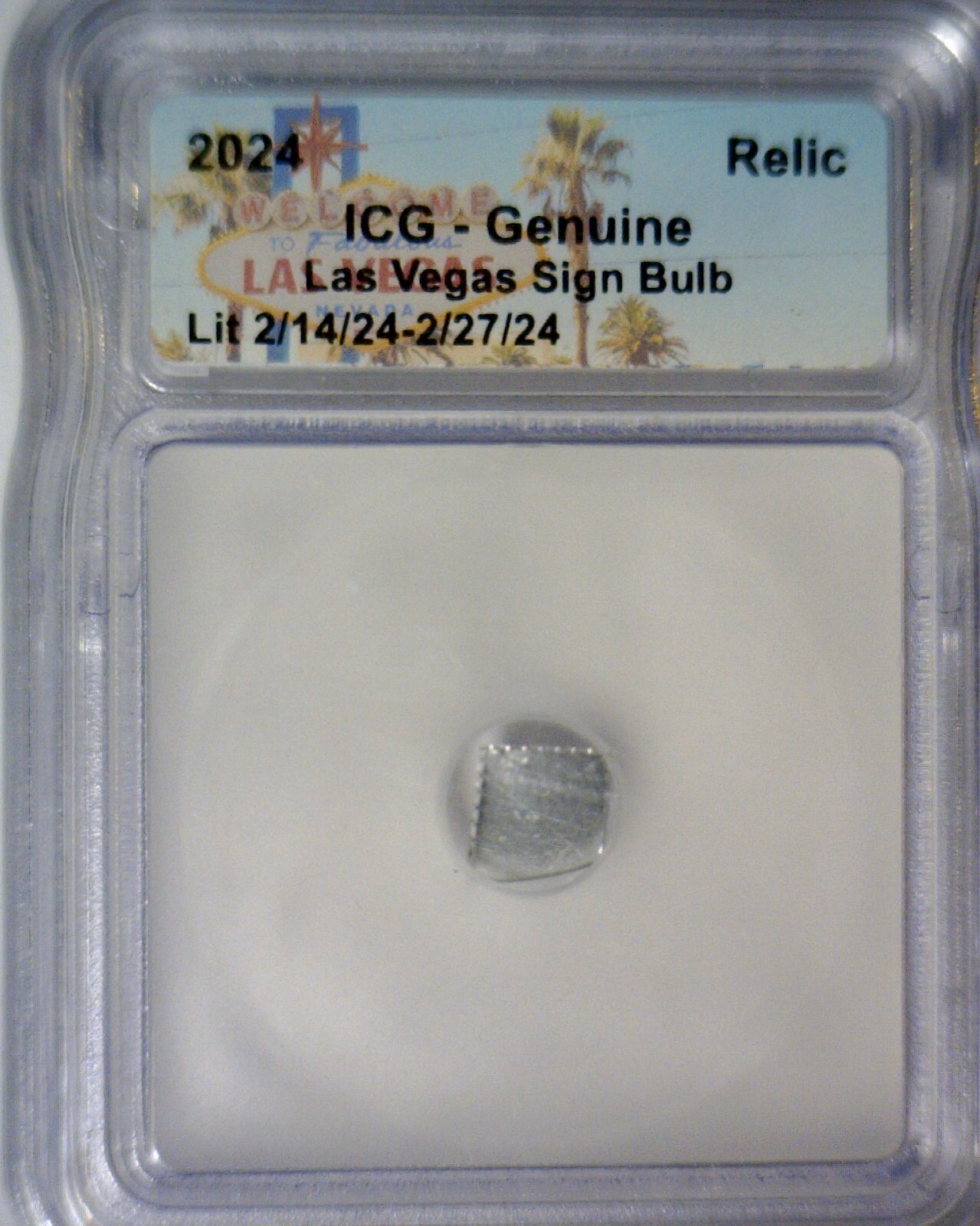 Las Vegas Sign Light Bulb Relic ICG CERTIFIED Genuine 2024 Casino Collectable NR