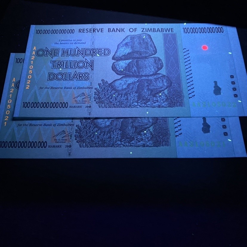 Zimbabwe 100 Trillion Dollar Banknote Uncirculated Currency Collectible UNC Note