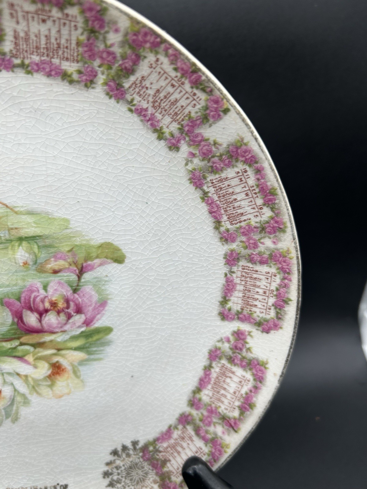 Antique 1911 12-Month Calendar Plate, Cooper Brothers Astoria, Illinois