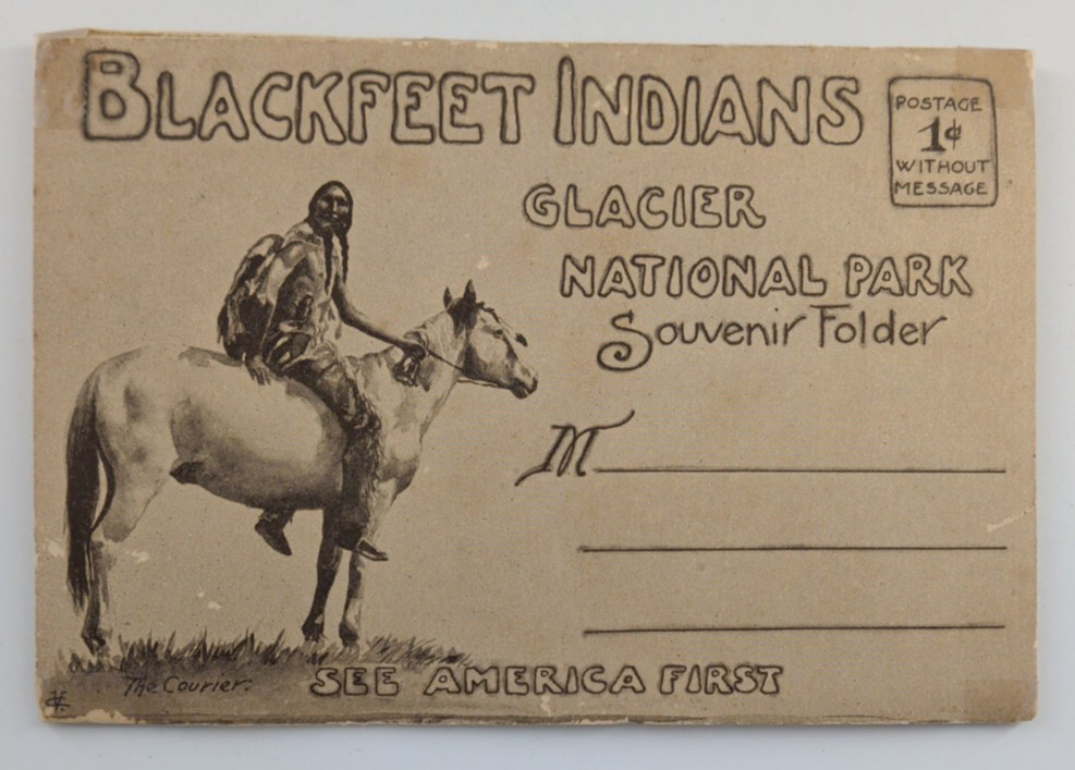 Blackfeet Indians Glacier National Park Souvenir Folder 20 Photos Front & Back