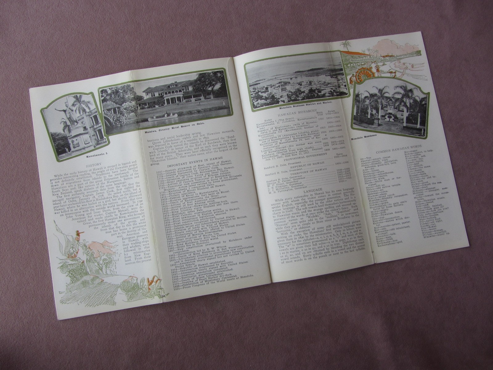 Vtg 1928 Hawaii Travel Guide Booklet Year Round Playground Photos Map Art