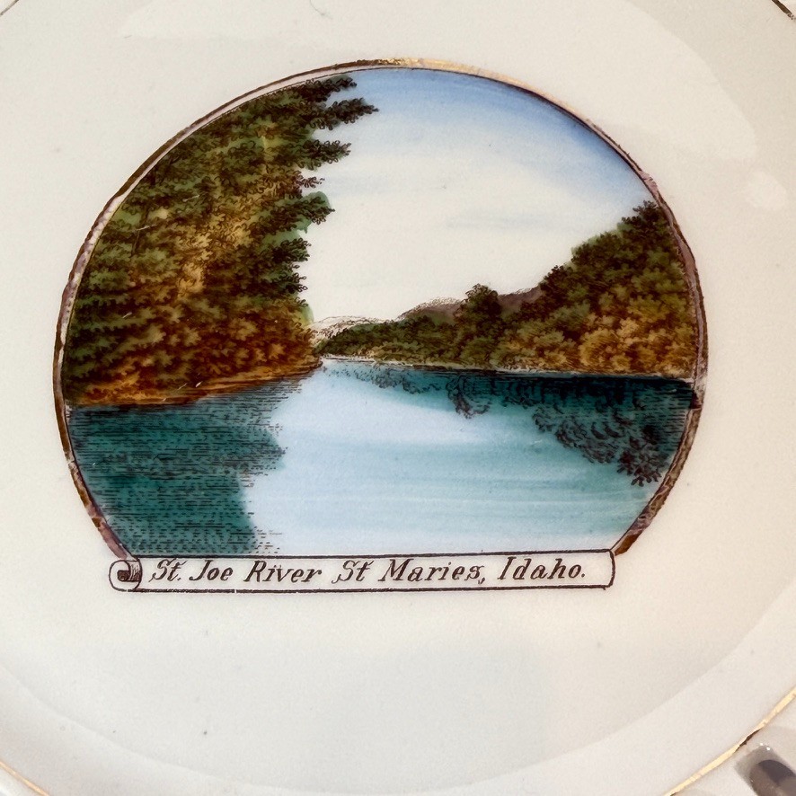 ST MARIES St Joe River ID IDAHO Antique Souvenir China TRINKET DISH PLATE
