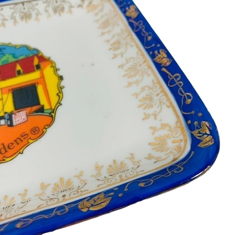 Vintage Bush Gardens France Tourist Plate Collector Gold Accent
