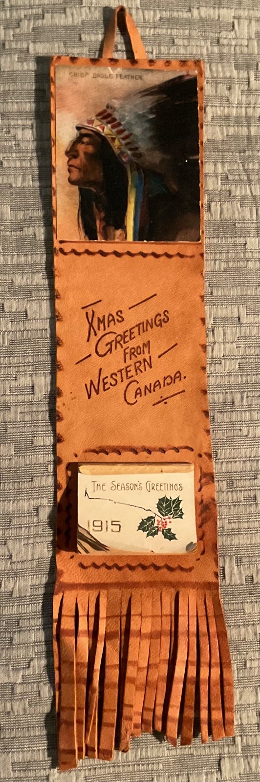 Antique 1915 Canada Travel Souvenir Leather Calendar; Indian Native American