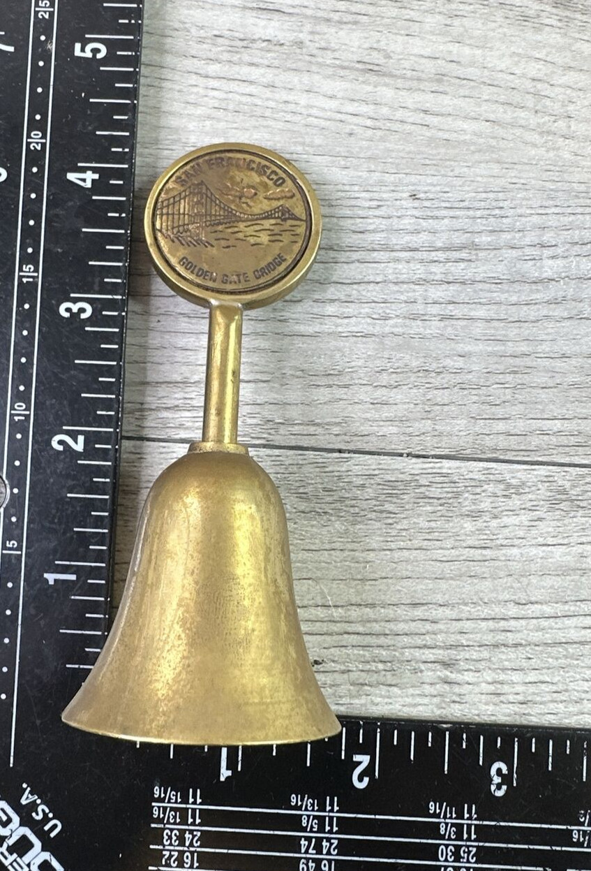 Unbranded San Fransisco Golden Gate Bridge Souvenir Brass Bell Collectible 4″