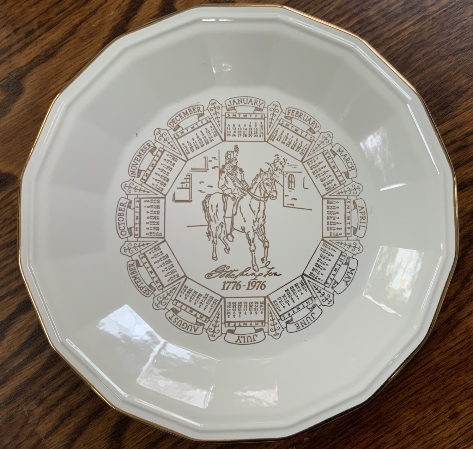 Advertising Bi-Centennial 1776-1976 Calendar Plate G. Washington in NJ Very Good