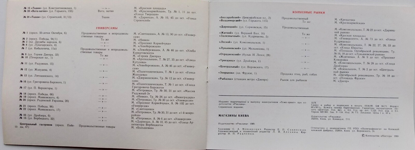 1989 Soviet Ukraine Kyiv Shops + Subway, Advertising Booklet