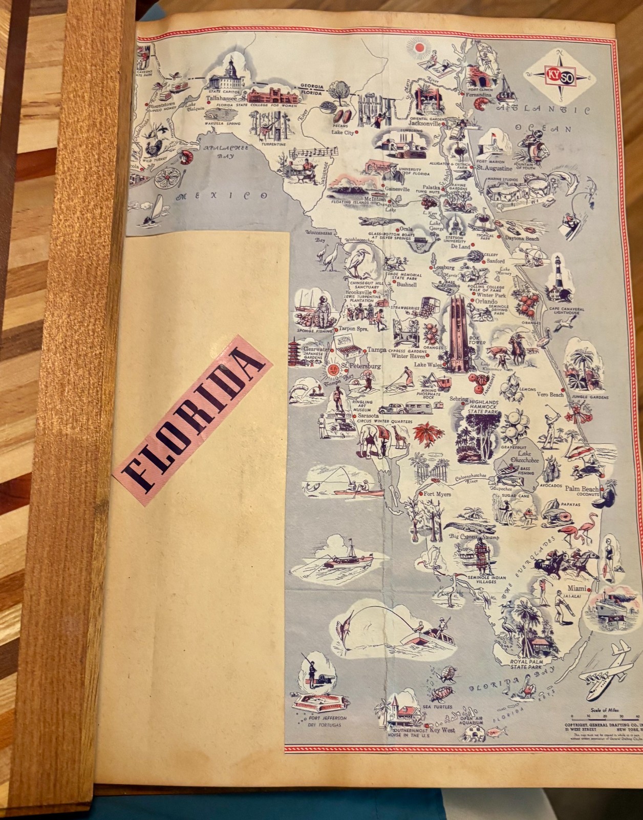 Vintage 1941 Florida Vacation Travel Wood Scrapbook Album