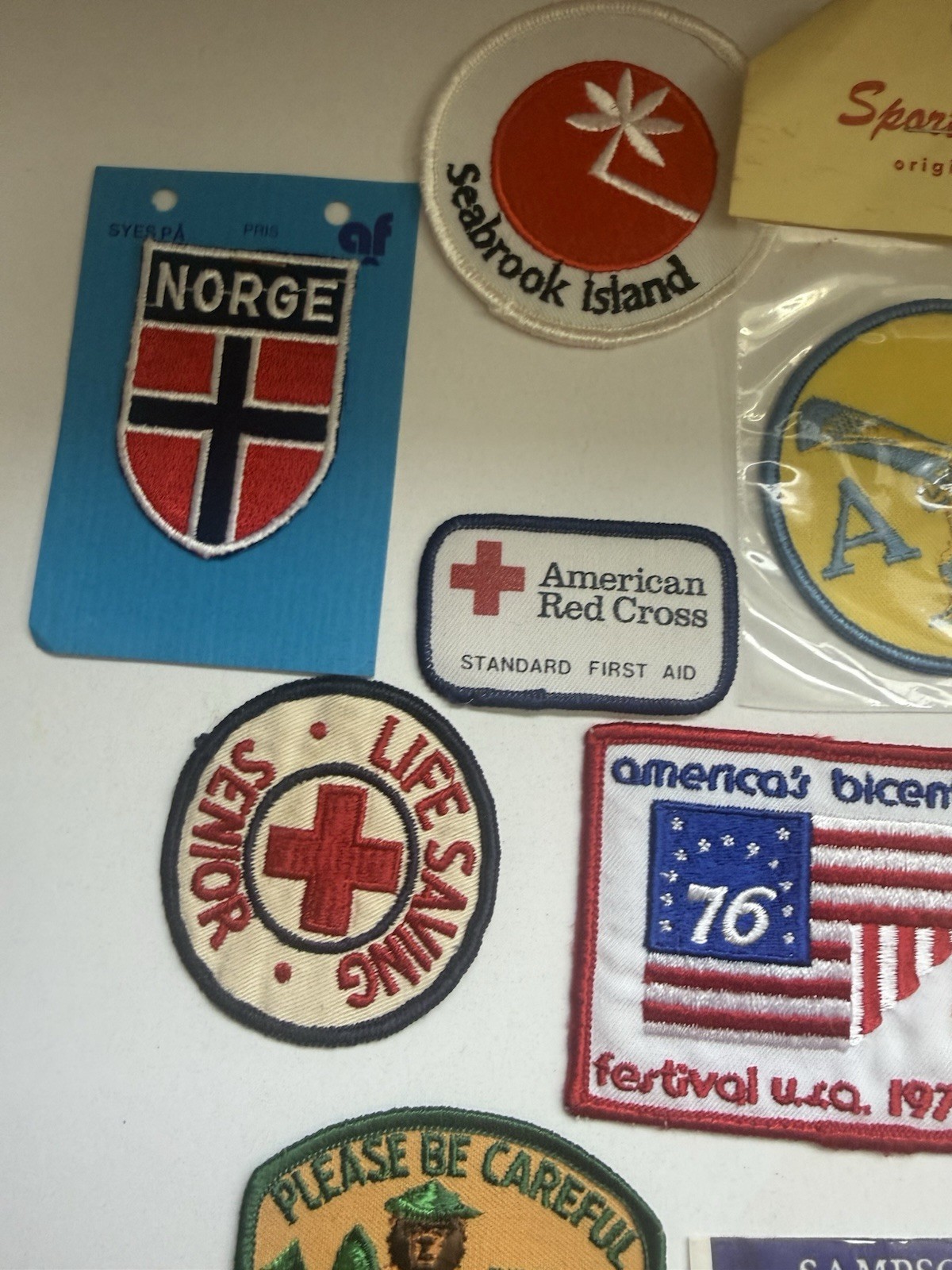 Vintage Souvenir Travel Patch Lot Scouts Flags Red Cross Norway Scotland 25+