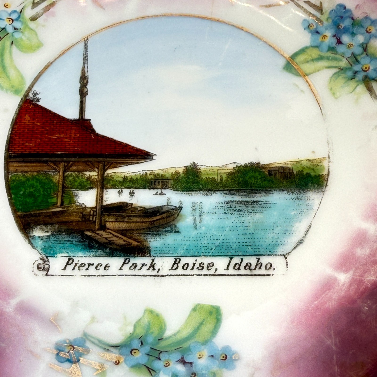 BOISE Pierce Park ID IDAHO Antique Souvenir China TRINKET DISH PLATE