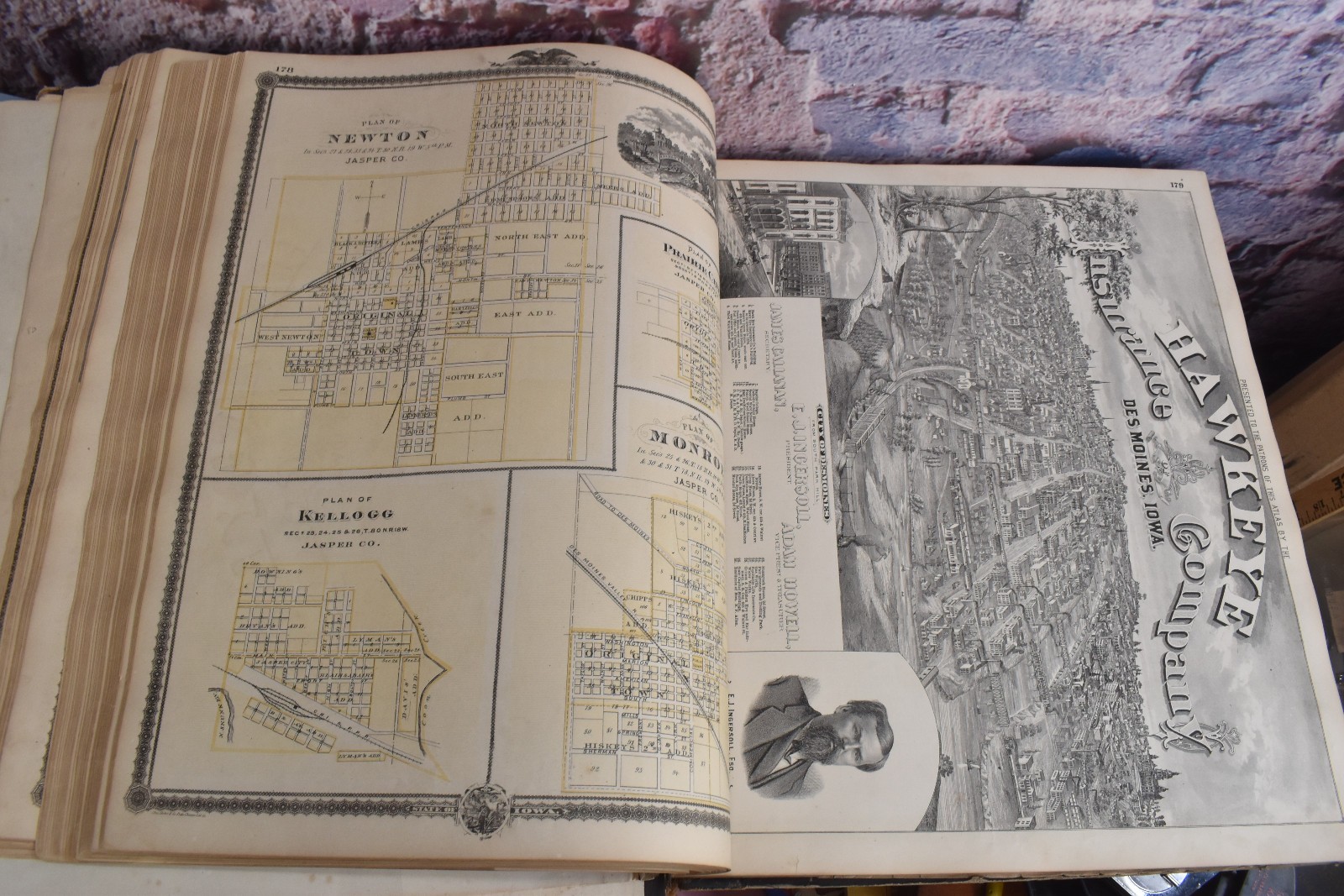 1875 A T Andreas Illustrated Historical Atlas State of Iowa Antique Maps History