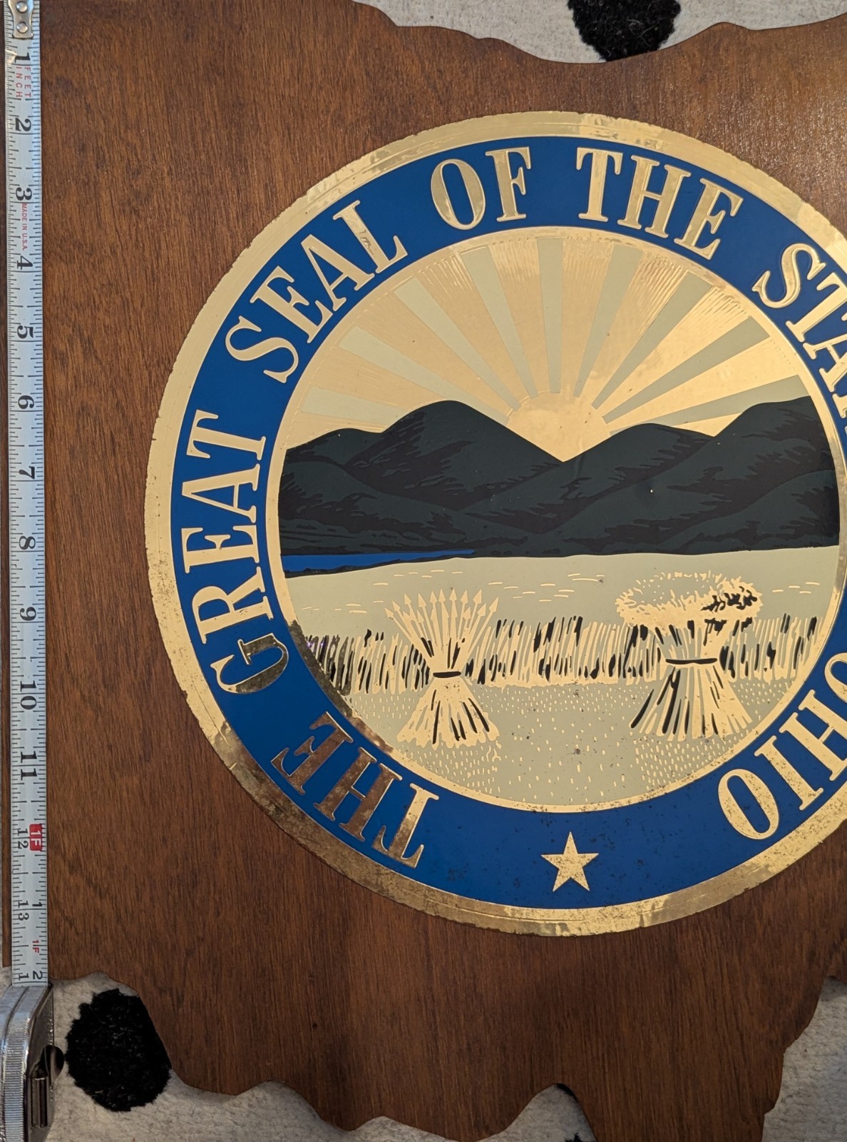 Vintage Great Seal of the State of Ohio Shaped Like Ohio Wall Plaque