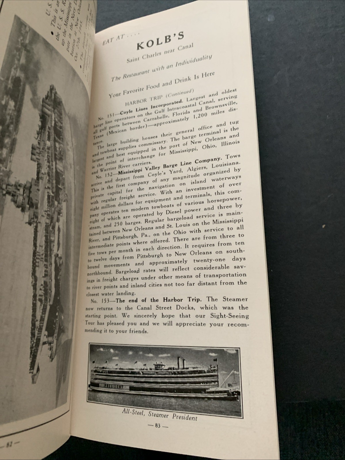 1960 New Orleans LA Souvenir Streckfus Steamers Guide Ads Map Vintage Booklet
