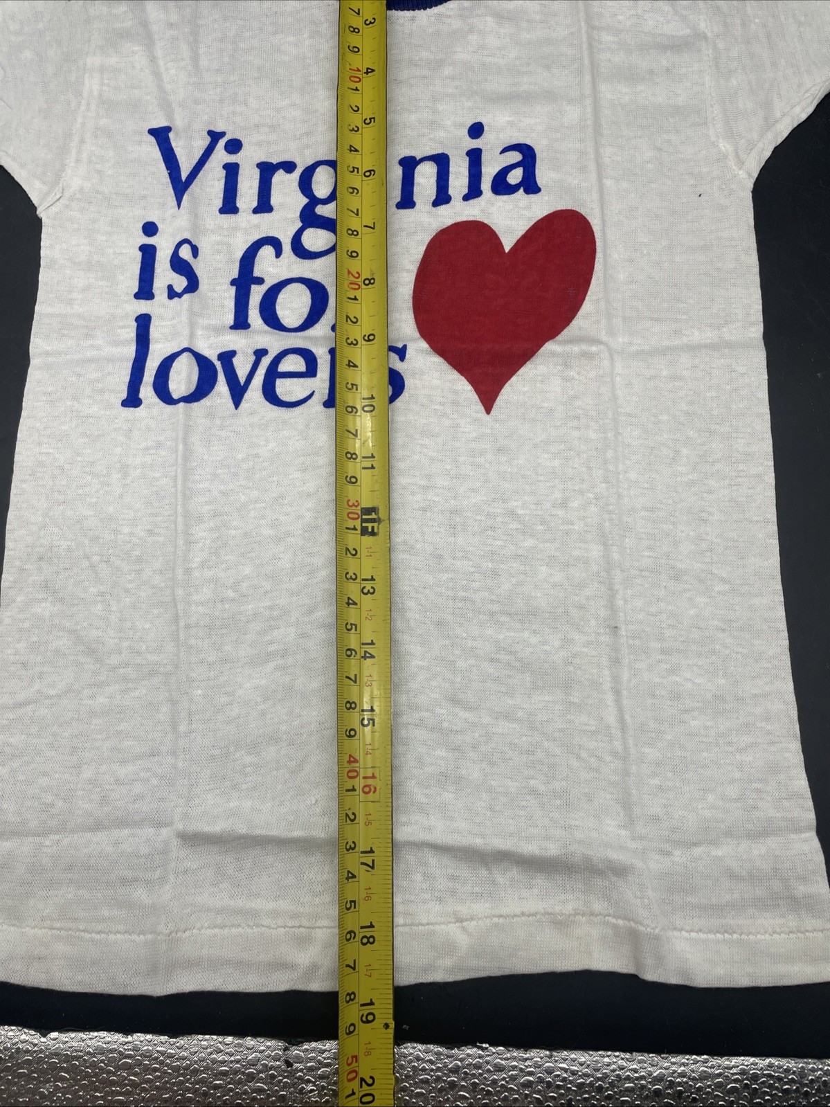 Vintage 70s Virginia Is For Lovers Blue Ringer T-Shirt Deadstock Hanco Kids 6-8