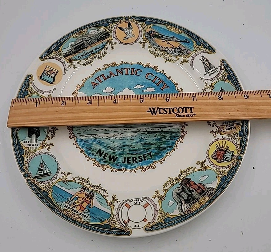 Vintage Atlantic City New Jersey Souvenir Collector Plate Steel Pier Absecon 9″