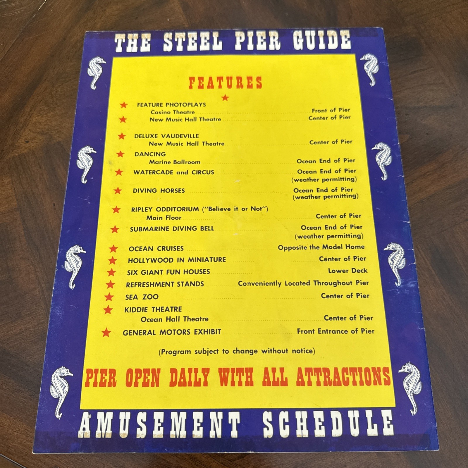 Vintage 1953 Steel Pier Atlantic City New Jersey Souvenir Program Guide Book