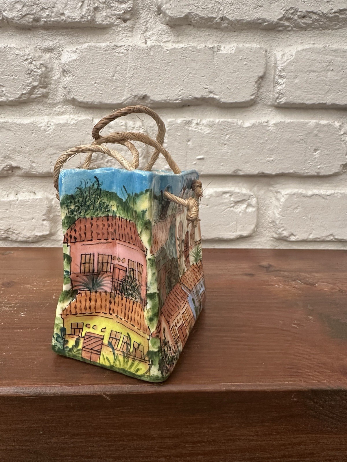 Costa Rica Souvenir Ceramic Gift Bag , Hand Painted . Multicolor