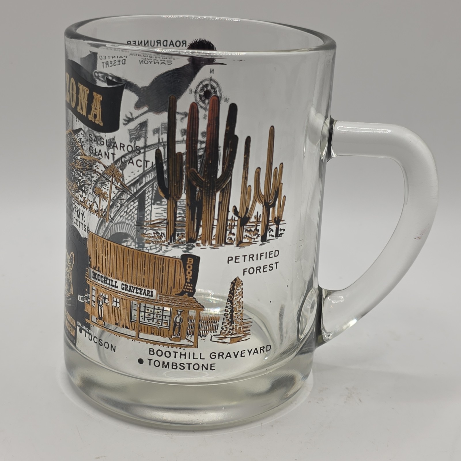 Arizona Souvenir 12 oz Glass Mug Featuring Landmarks