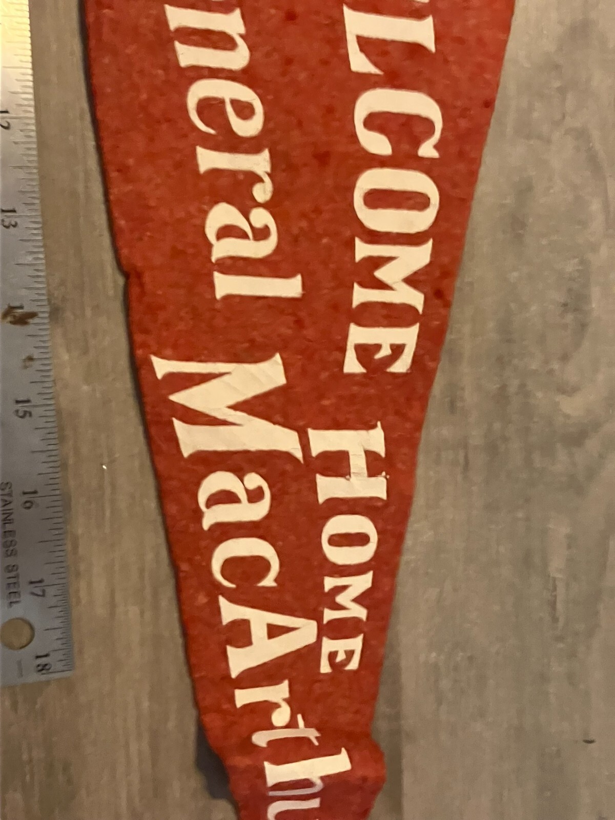 Vintage Felt Pennant Post WWII / Korean War Pennant Flag Red General MacArthur