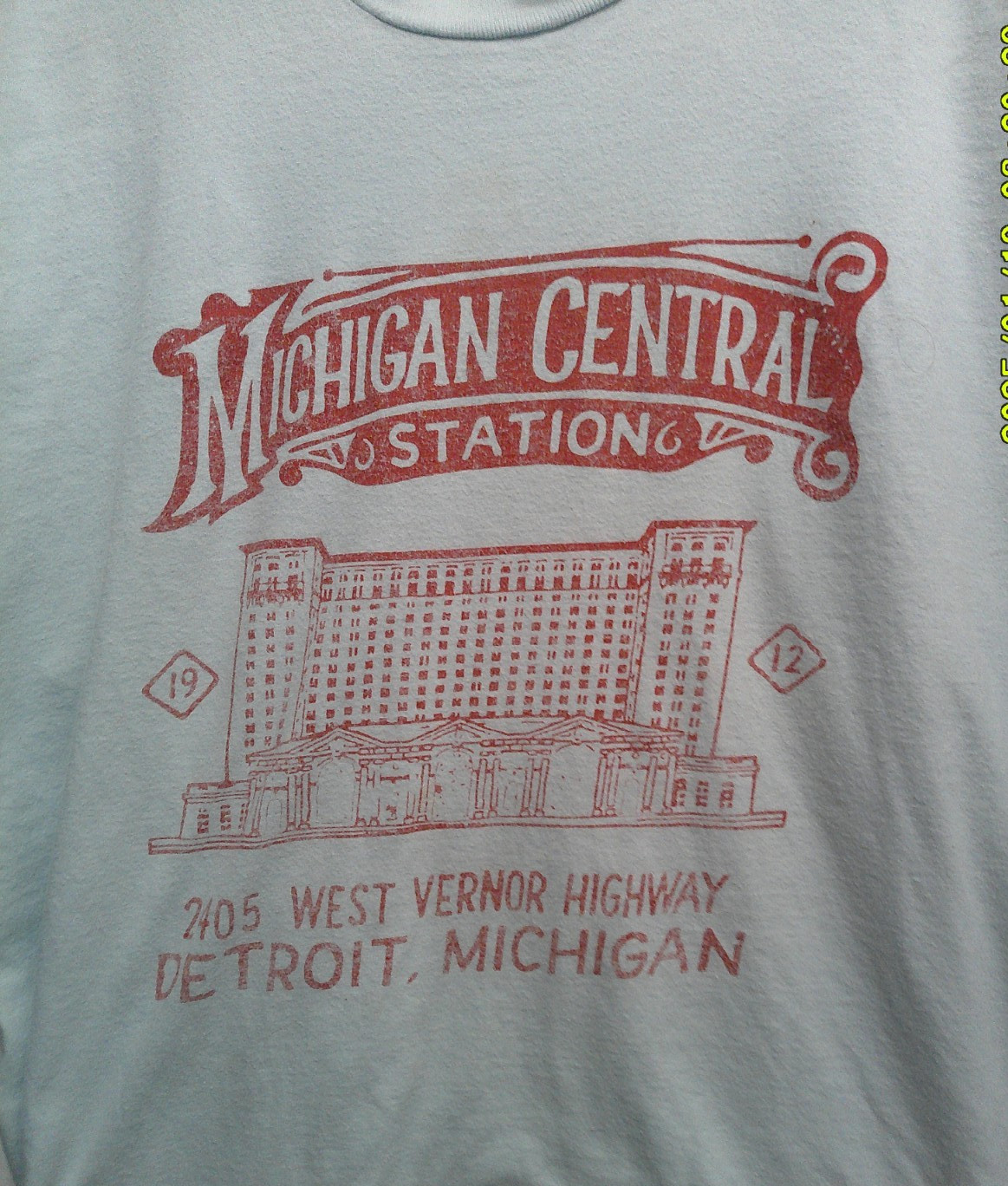 Blue DETROIT CENTRAL TRAIN STATION Old Logo T Shirt Large Detroit Shirt Co.