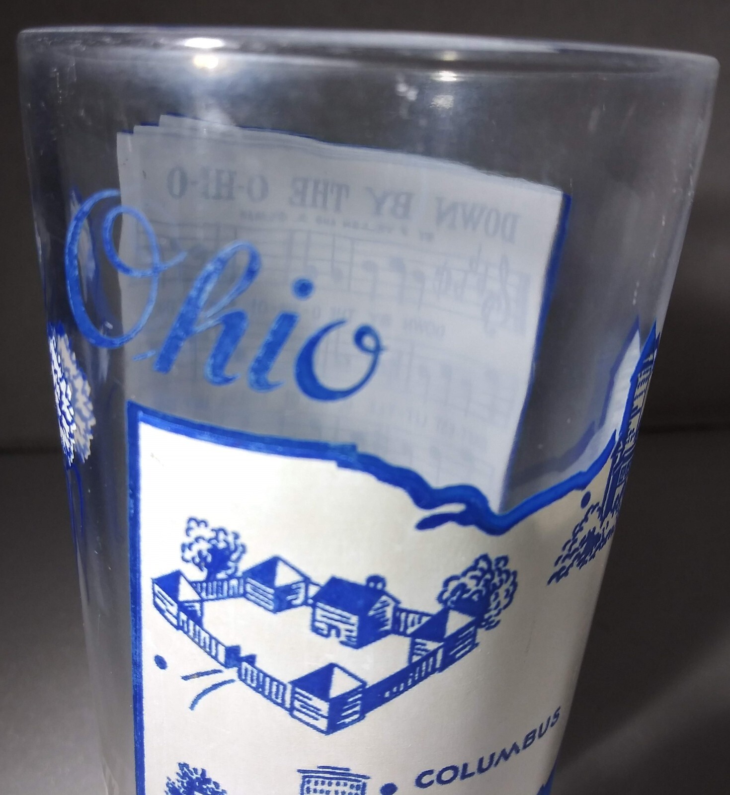 Vintage Ohio Drinking Glass Drink Down by the O-Hi-O The Buckeye State