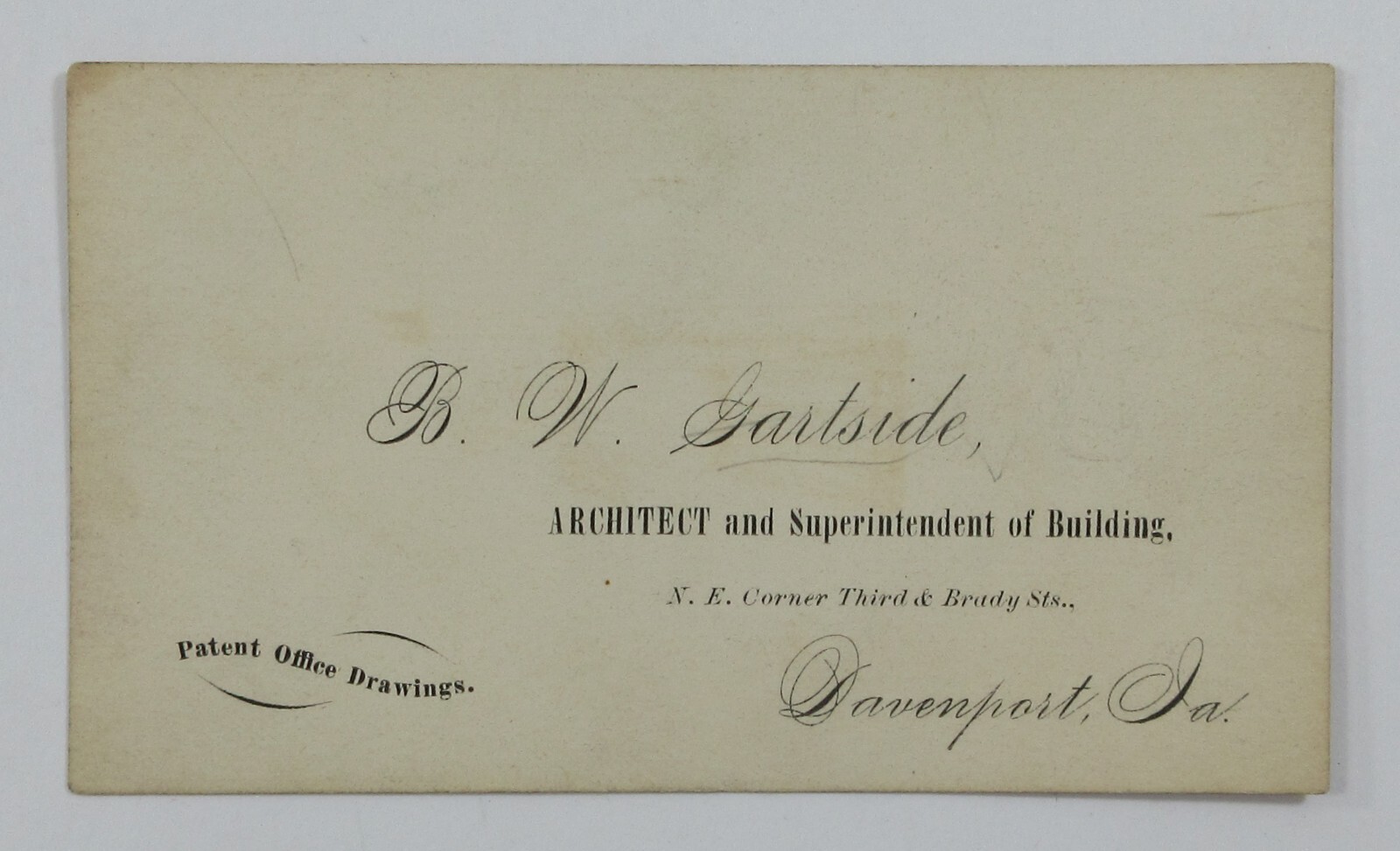 Original Folk Art Drawing Doodles Iowa Architect Gartside Business Cards 1870s