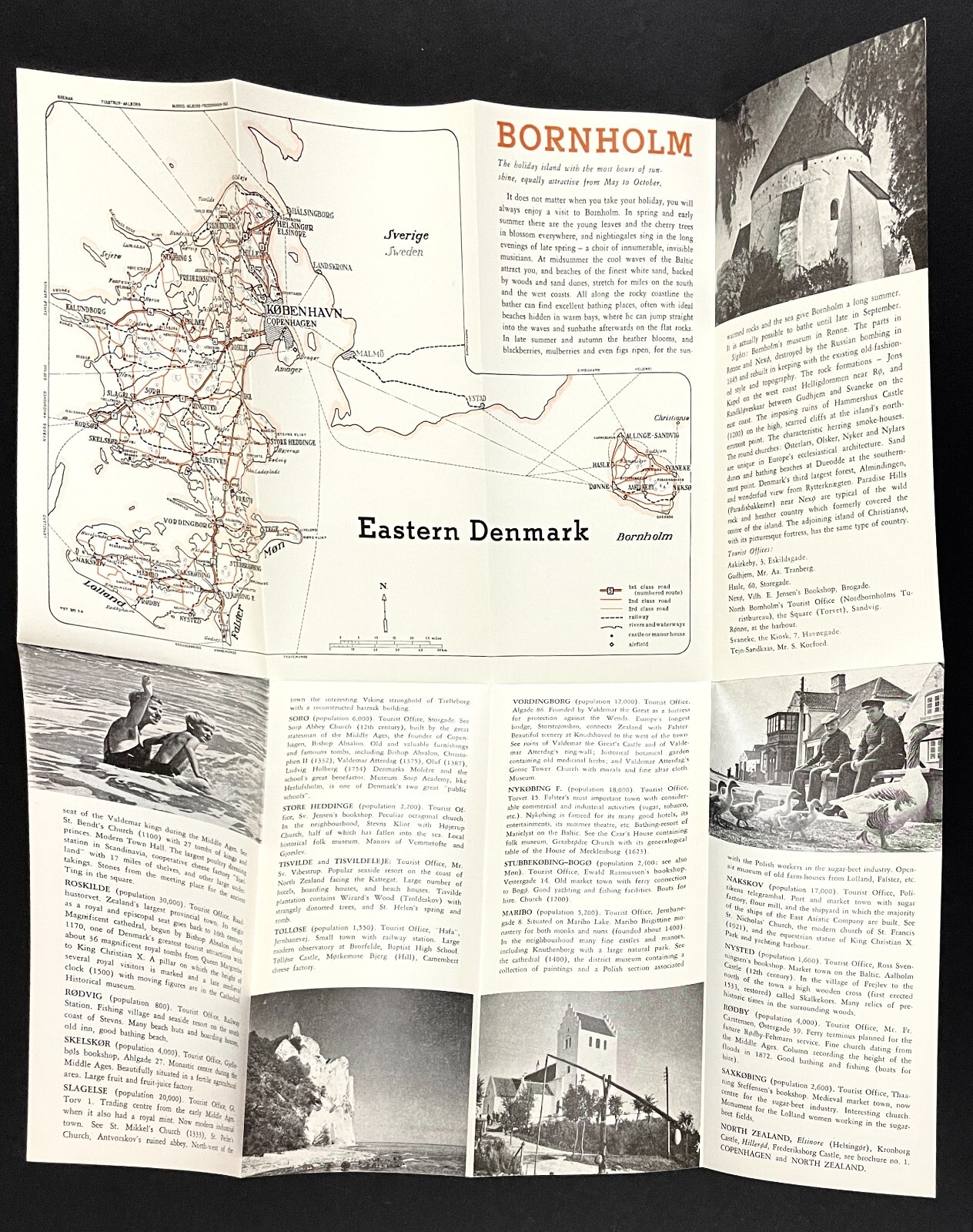 1958 Denmark Eastern Isles VTG Travel Brochure Maps Tourist Information Tours