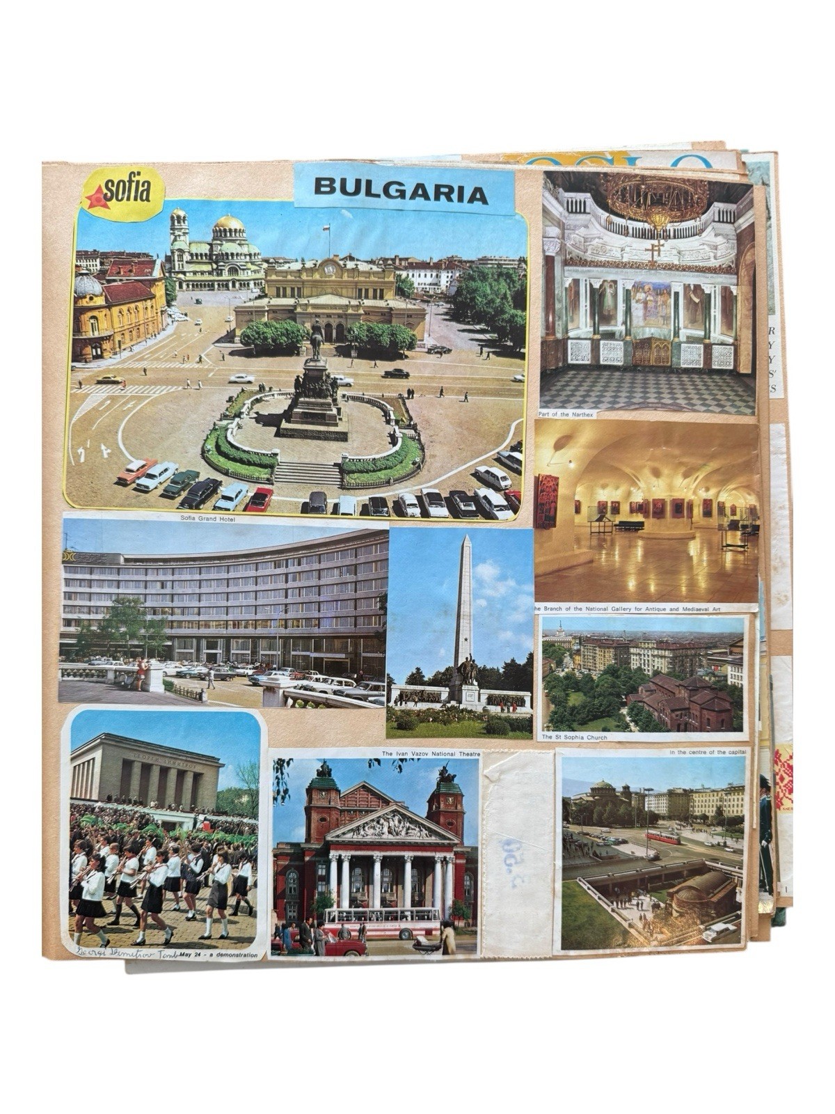 1970’s Eastern Europe & Scandinavia Travel Scrapbook Postcards Stamps Wine Label