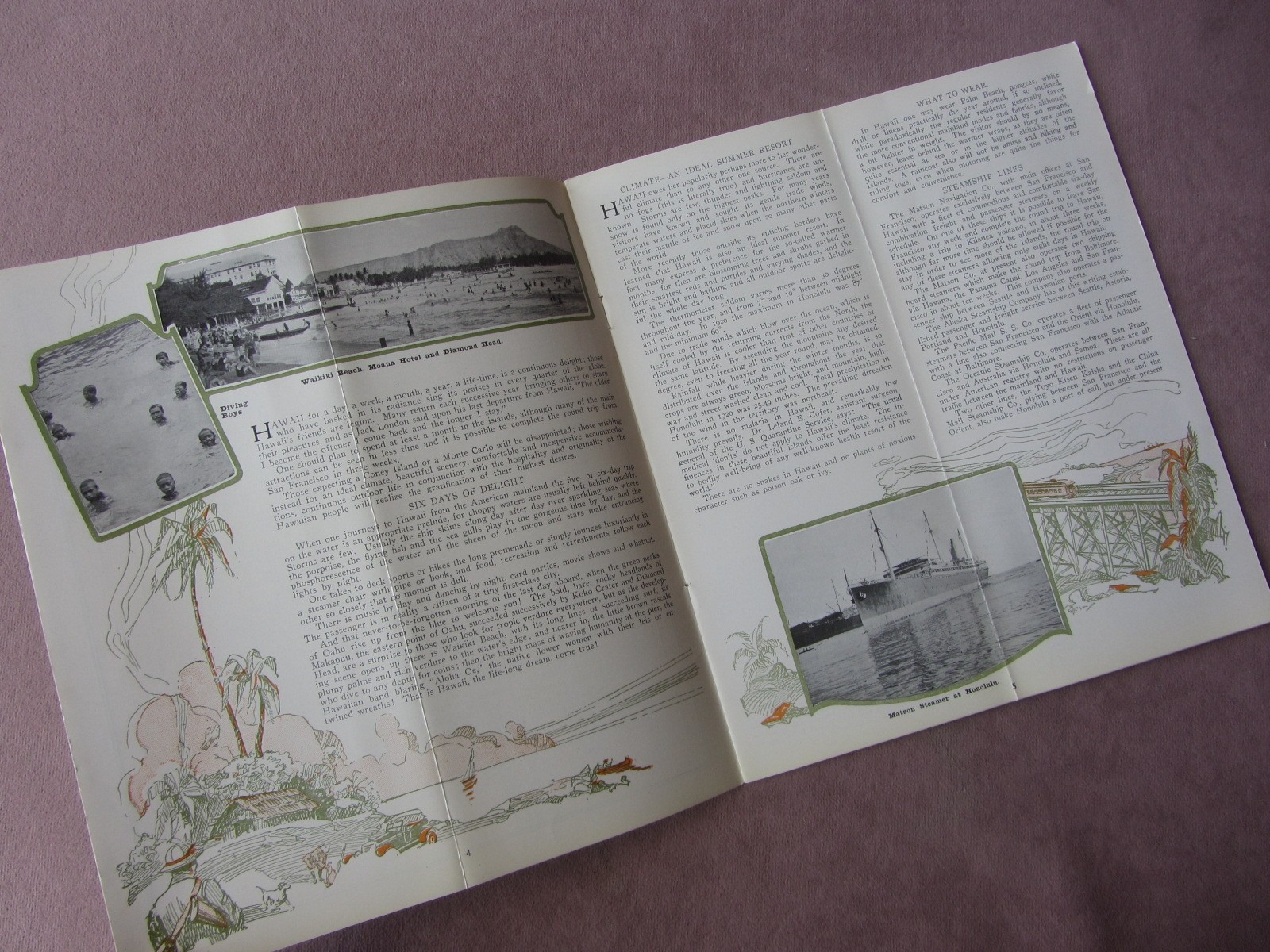 Vtg 1928 Hawaii Travel Guide Booklet Year Round Playground Photos Map Art