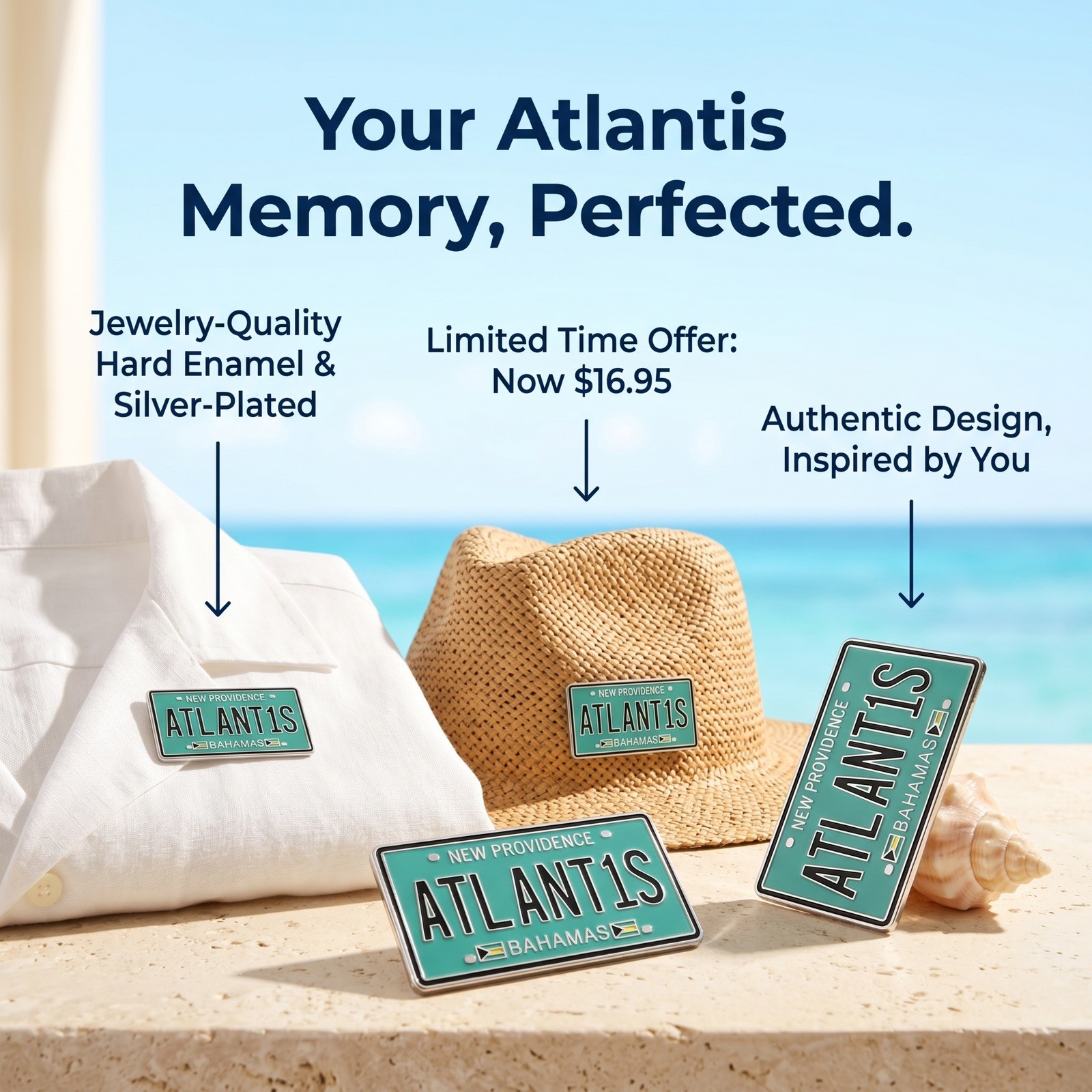 ATLANTIS RESORT LAPEL PIN NASSAU BAHAMAS SOUVENIR not magnet shirt hat mug golf