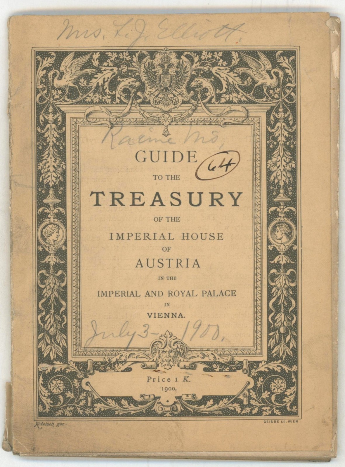 1900 Vienna Austria Imperial Treasury Guide Book Habsburg Palace Relics Visitor