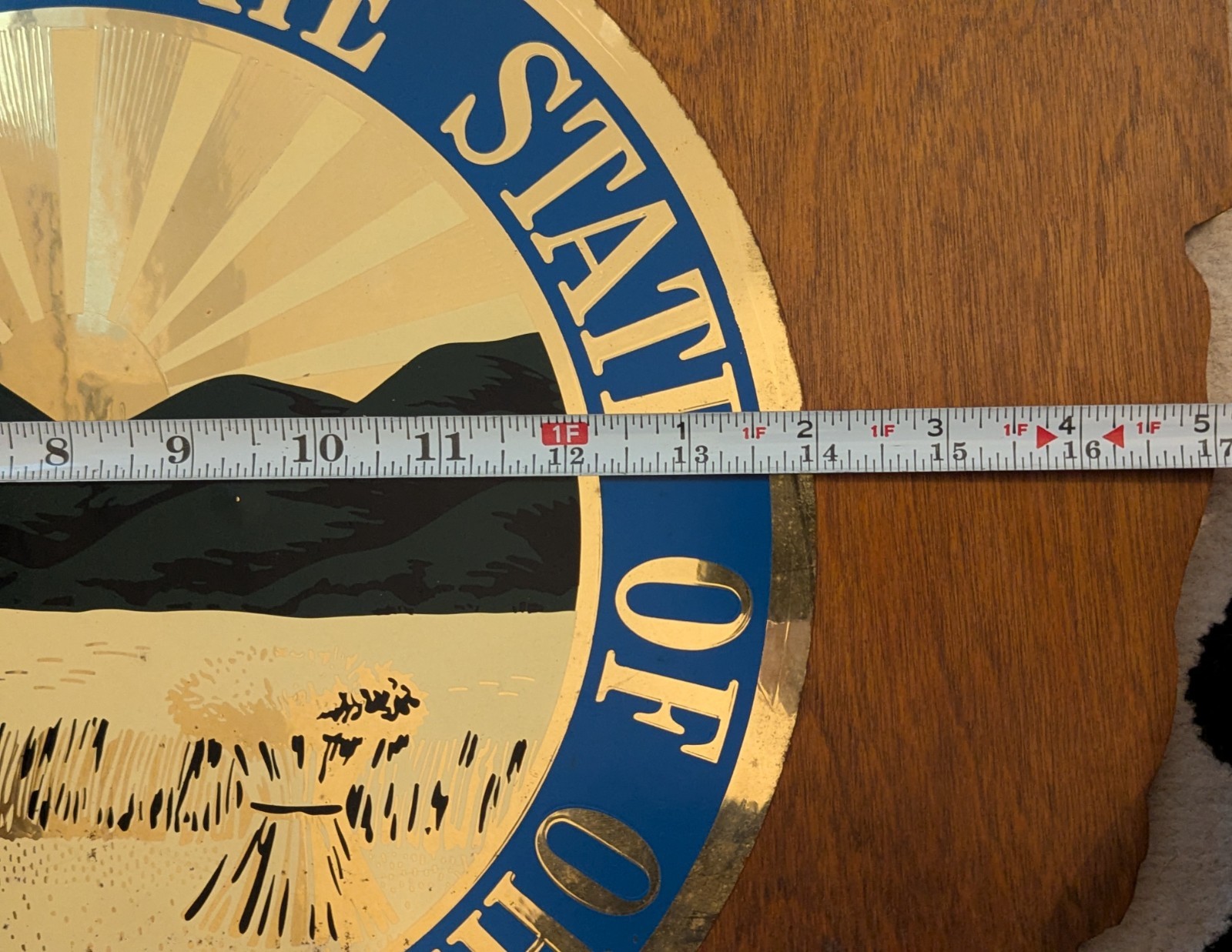 Vintage Great Seal of the State of Ohio Shaped Like Ohio Wall Plaque