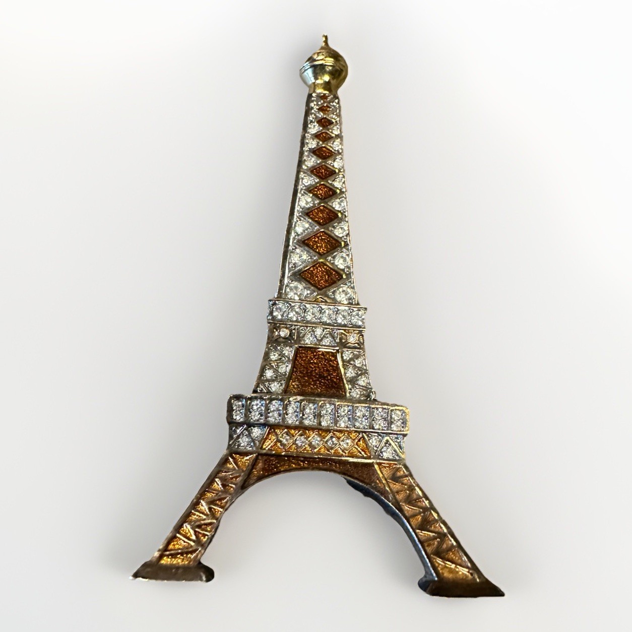 Paris Eiffel Tower 24K Gold Plated Home Decor Adorned With Rhinestones 4-1/2” H