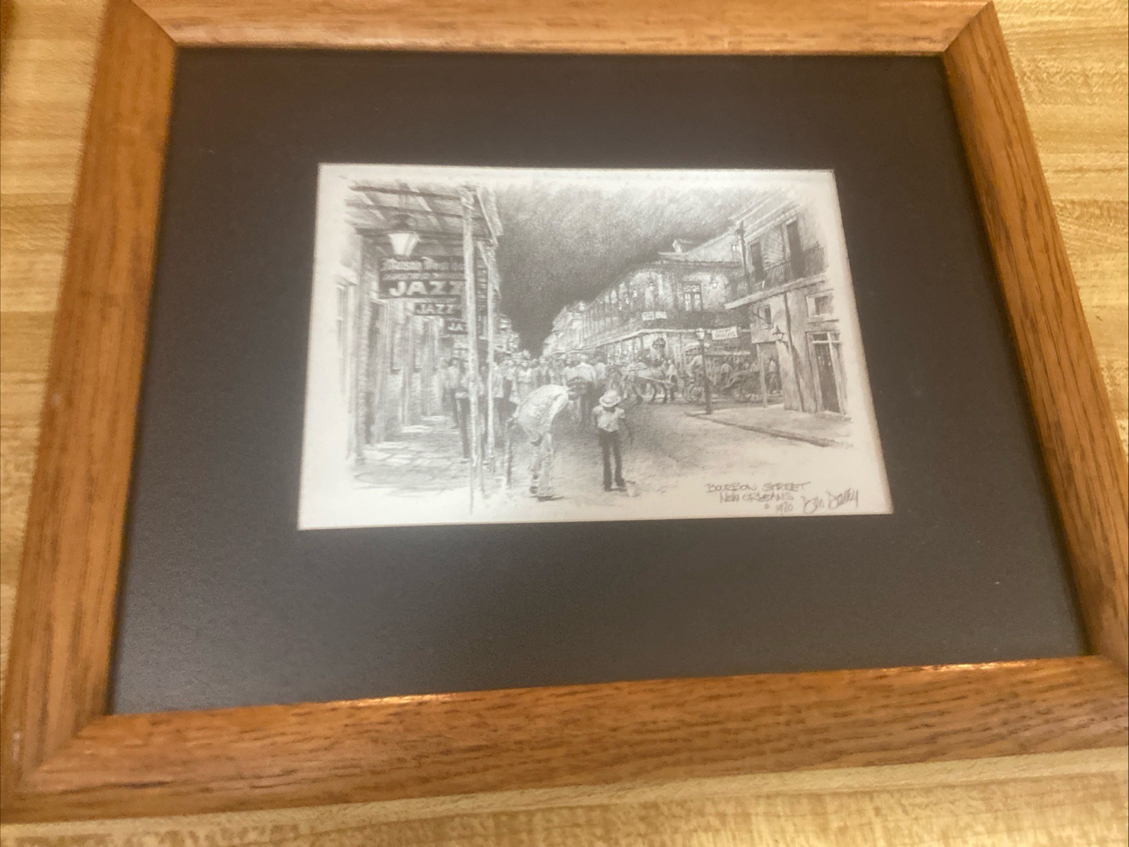Vintage Don Davey Bourbon Street New Orleans 1980 Signed Lithograph Print Jazz