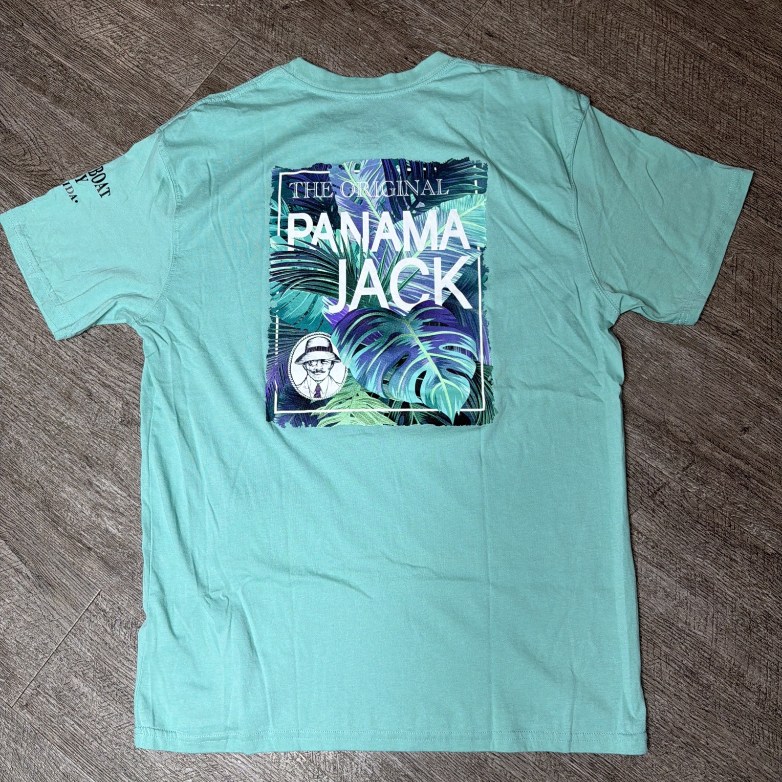 Panama Jack Longboat Key Florida Short Sleeve Souvenir Seafoam Green Tee XL