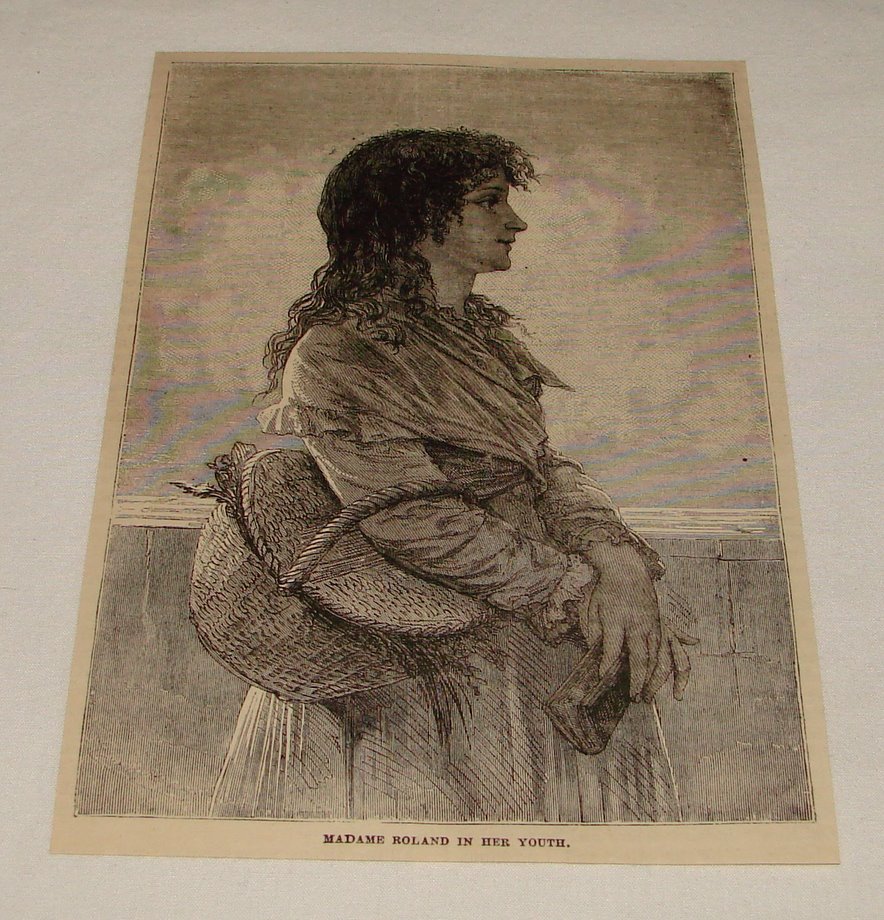 1876 magazine engraving ~ MADAME ROLAND IN HER YOUTH