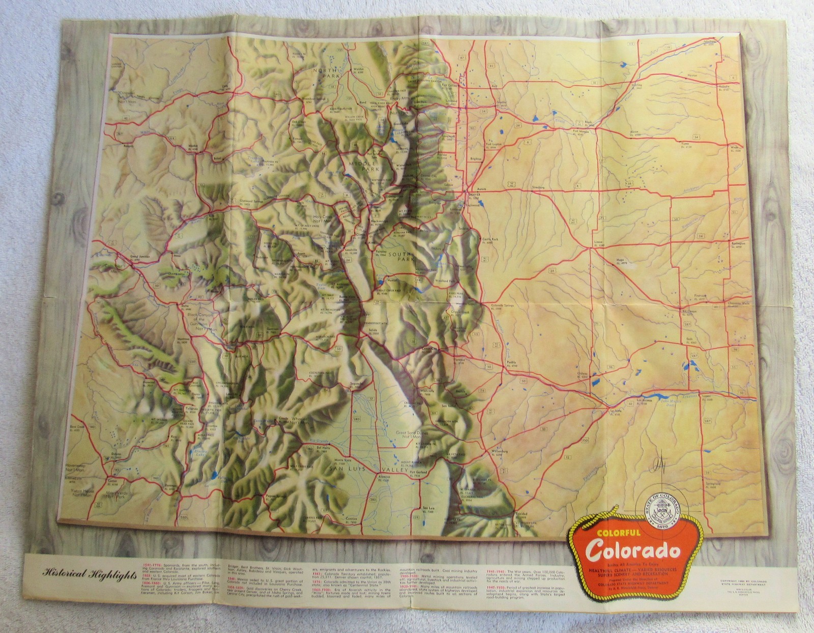 5 Colorful Colorado Souvenir Travel Guides Maps Place Scenes 1941 1950’s Books